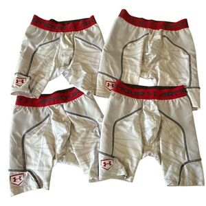 Under Armour White and Red Compression Shorts